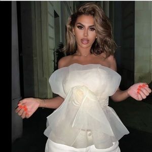 Zara Cream Organza Top with Flower 

(dupe)